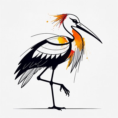 Colorful Crested Heron Illustration