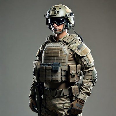 Soldier in tactical gear with rifle
