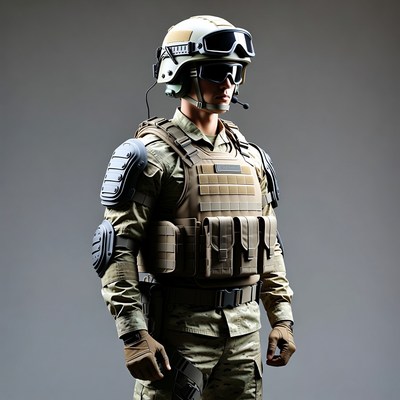 Soldier in tactical gear with helmet