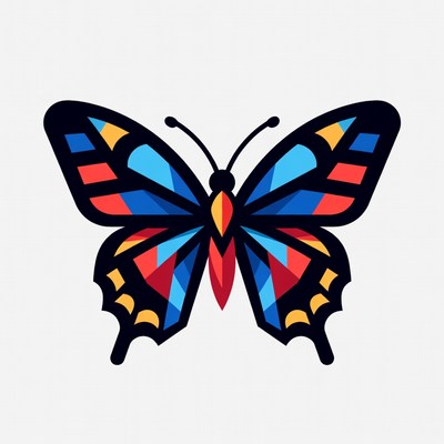 Colorful Stained Glass Butterfly Illustration