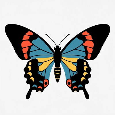 Colorful Blue Butterfly Illustration