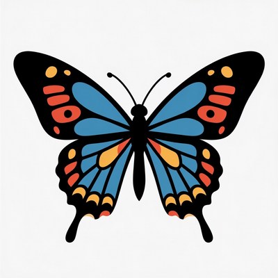 Colorful Blue Butterfly Illustration