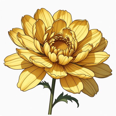 Yellow Chrysanthemum Flower Illustration