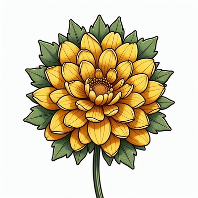 Yellow Dahlia Flower Illustration