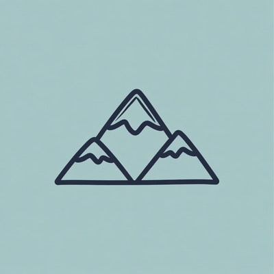 Three Mountains Line Art Illustration