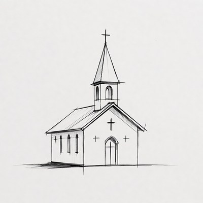 Line drawing of small church