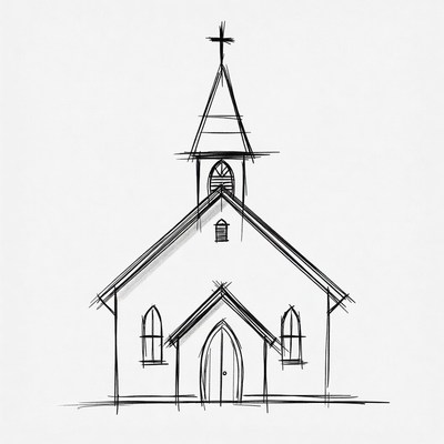 Church with Steeple Sketch
