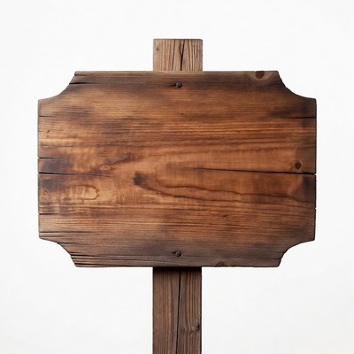 Blank Wooden Sign on Post