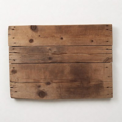 Rustic Wooden Plank on White Background
