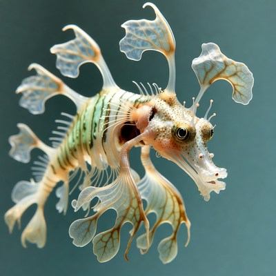 Colorful Leafy Seadragon Underwater