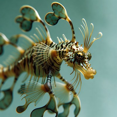 Colorful Leafy Seadragon Swimming