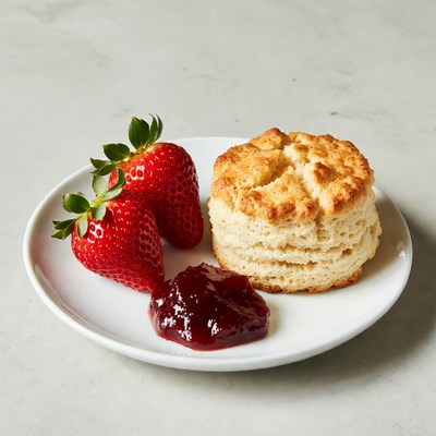 Biscuit with Strawberries and Jam