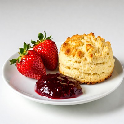 Scone with Strawberries and Jam