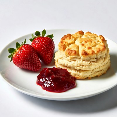 Biscuit with Strawberries and Jam