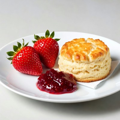 Strawberry Jam Biscuit on Plate