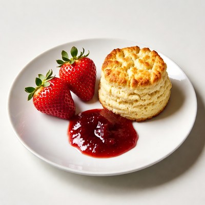 Strawberries, Biscuit and Strawberry Jam