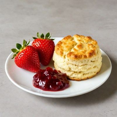Biscuit with Strawberries and Jam