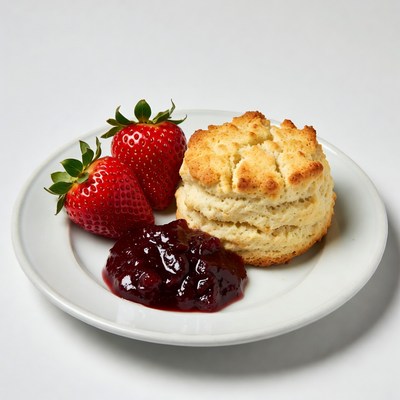 Strawberries, Biscuit and Jam Plate