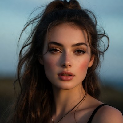 Beautiful woman with ponytail outdoors