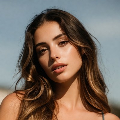 Beautiful woman with wavy brown hair