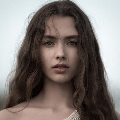 Beautiful woman with wavy brown hair