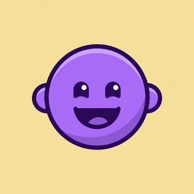 Purple Smiling Cartoon Face