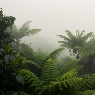Misty Fern Forest Landscape