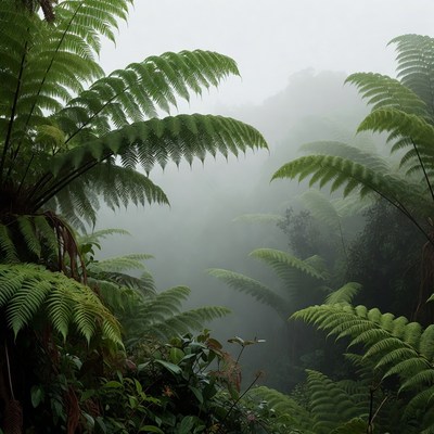 Fern Forest in Misty Jungle