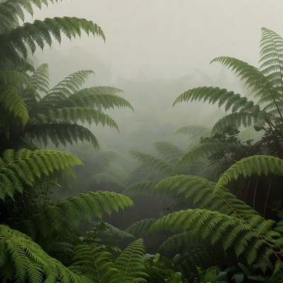 Misty Fern Forest Background