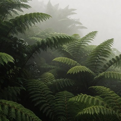 Misty Fern Forest Landscape