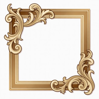 Ornate Golden Empty Picture Frame
