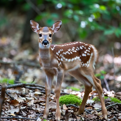 Baby fawn in forest