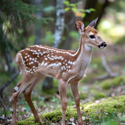Baby deer in forest