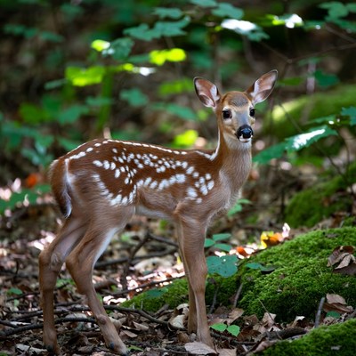Baby fawn in forest