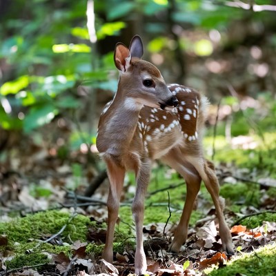 Baby deer in forest