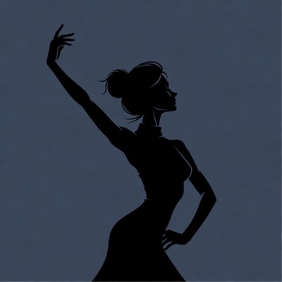 Silhouette of woman dancing gracefully