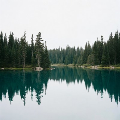 Forest Reflected in Calm Lake