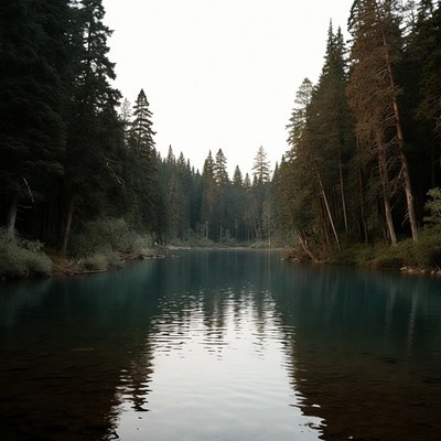 Serene Forest Lake with Reflections