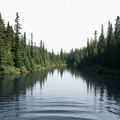 Forest River with Reflections