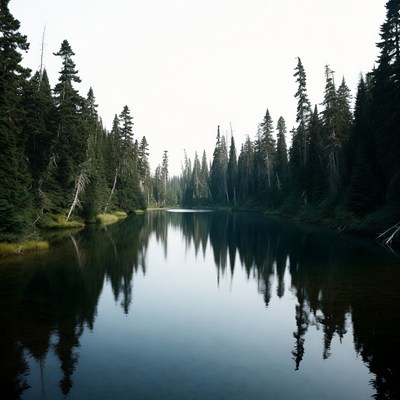 Forest Trees Reflected in Calm Lake