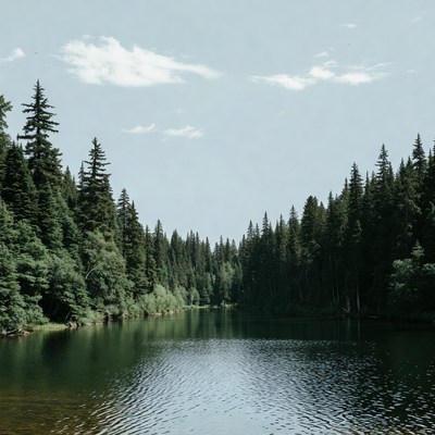 Forest Surrounding Calm Lake