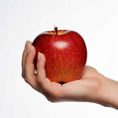 Woman's hand holding red apple