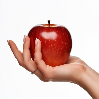 Woman holding red apple