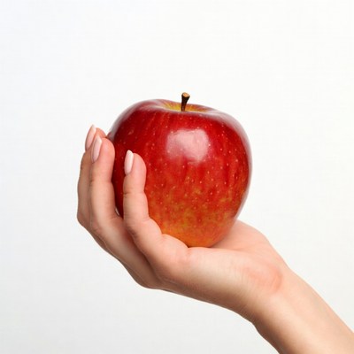 Woman holding red apple