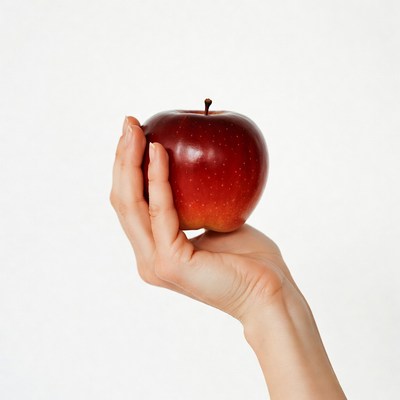 Woman's hand holding red apple