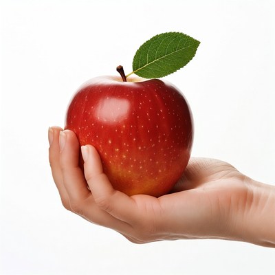Woman's hand holding red apple