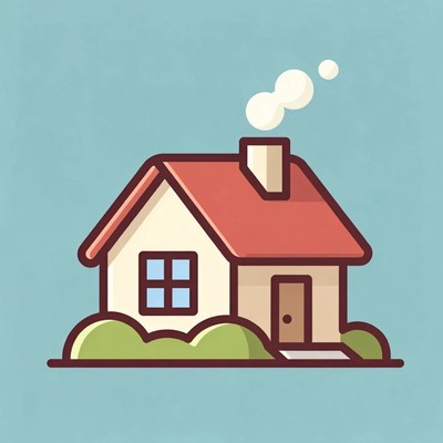 Cartoon house with chimney smoke