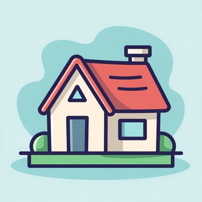 Red Roof House Illustration