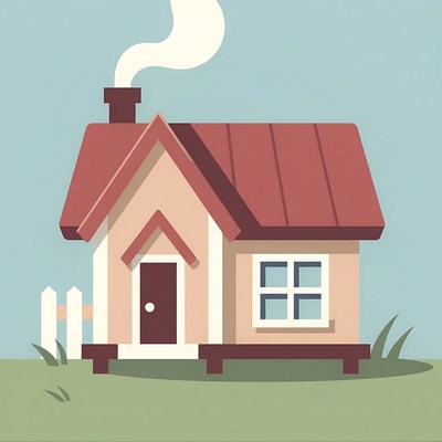 Cozy house with chimney smoke