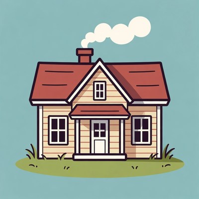 Cartoon house with chimney smoke
